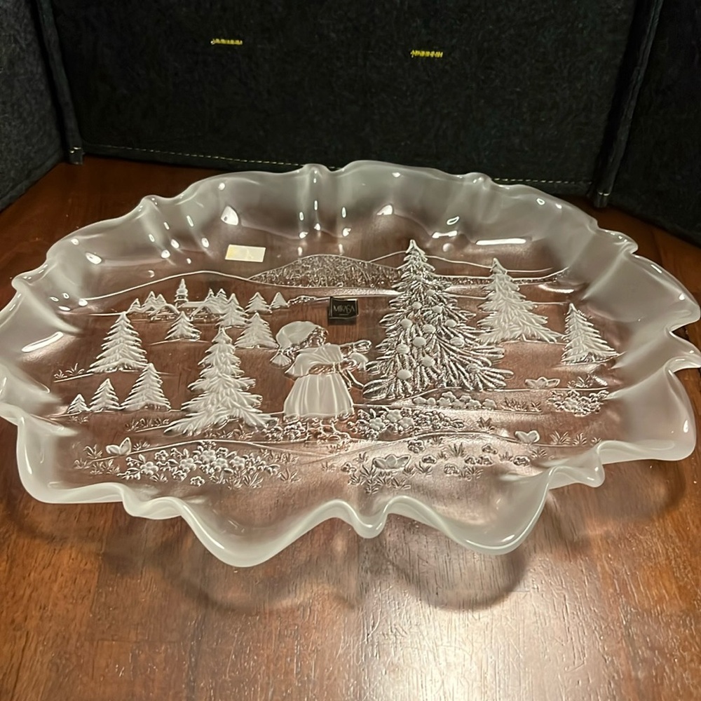 Mikasa Glass Serving‎ Frosted Platter Christmas Story Large 17x14 Holiday Winter